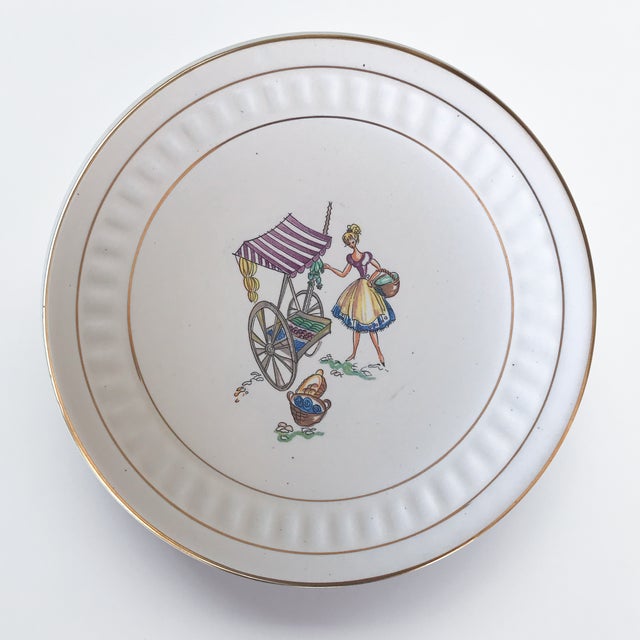 Ceramic 1950s Dutch Ceramic Dessert & Cake Plate Set- 13 Pieces For Sale - Image 7 of 12