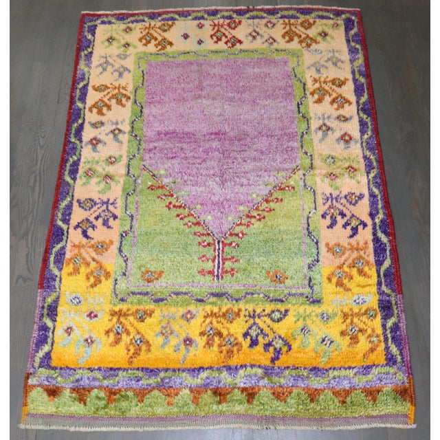 Green Vintage Zabihi Collection Turkish Prayer Rug - 3'5" x 4'9" For Sale - Image 8 of 9