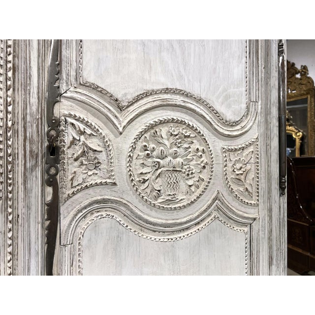 Antique White Painted Oak Armoire From Normandy, Circa 1880 For Sale - Image 12 of 18