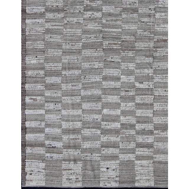 Casual Modern Rug With Combination of Kilim/Piled Texture by Keivan Woven Arts Modern Kilim-piled rug with checkerboard...