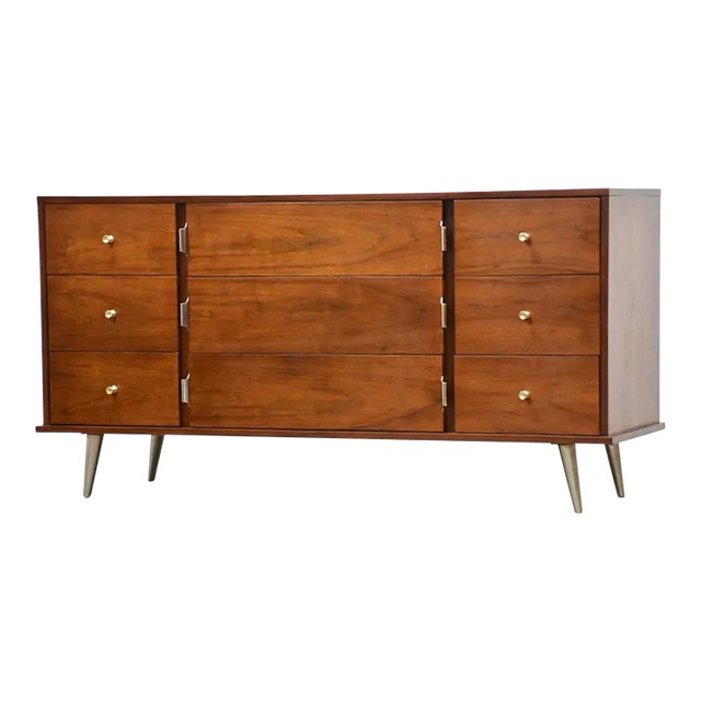 1960s Refinished Walnut Mid Century Dresser For Sale