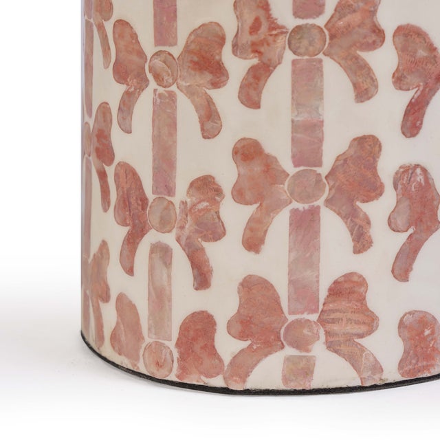 2020s Lassy Pink Ribbon Capiz Shell Table Lamp For Sale - Image 5 of 8