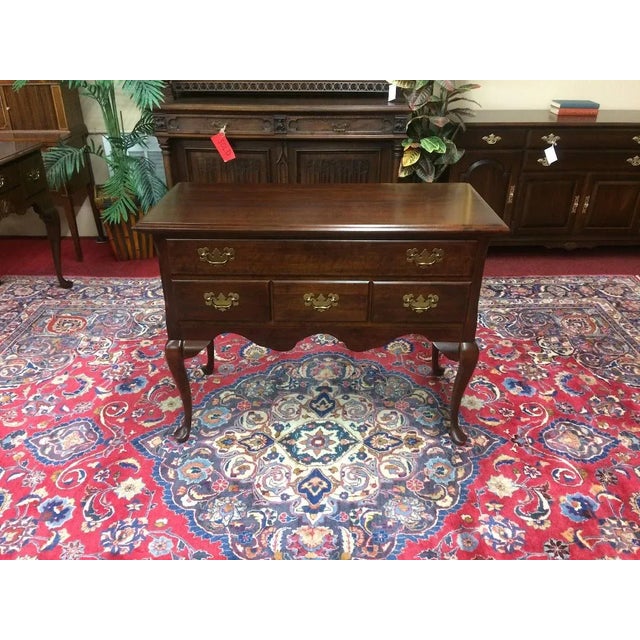 Queen Anne Vintage Lowboy Chest Solid Wood Cherry Small Vanity Dresser For Sale - Image 3 of 9