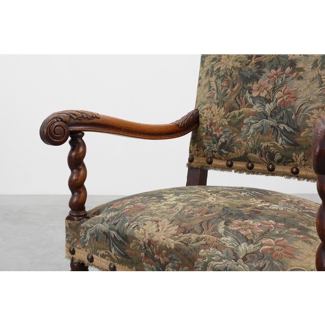 Antique 17th Century Walnut Armchair with Tapestry Upholstery, United Kingdom For Sale - Image 9 of 14