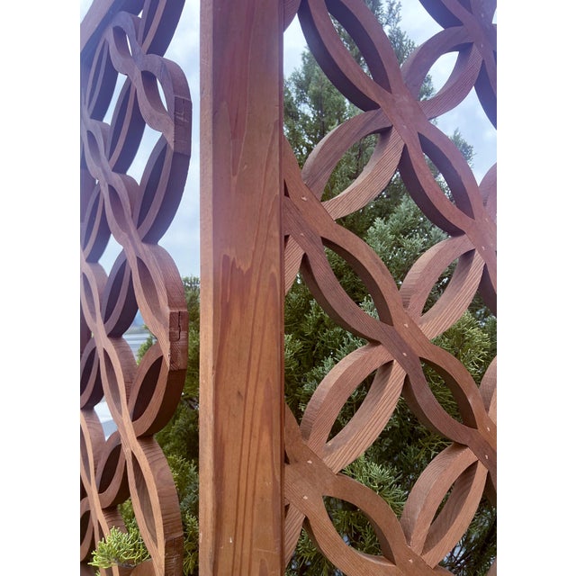 Mid 20th Century Four Panels Teak Folding Screen Room Divider For Sale - Image 4 of 8