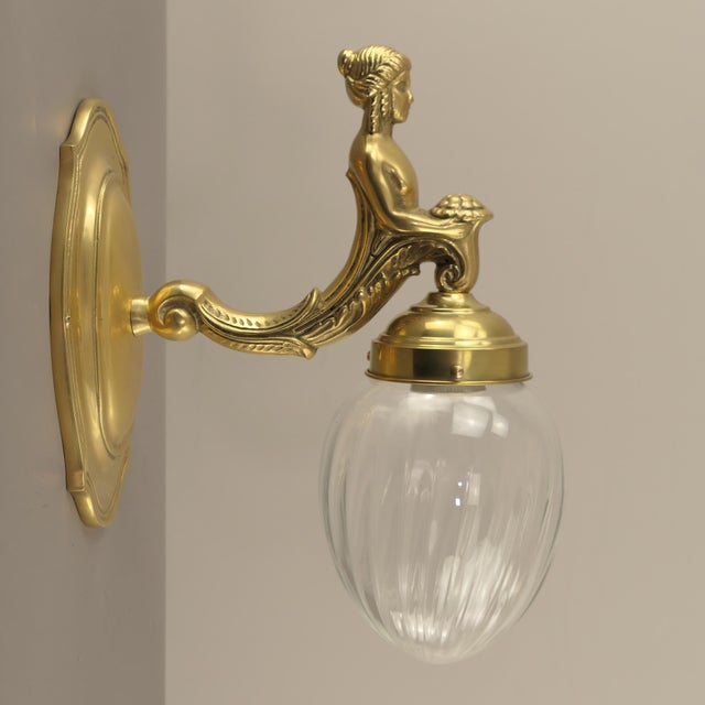 Art Nouveau Viennese Figurative Wall Lamps, Austria, 1910s, Set of 2 For Sale - Image 3 of 6