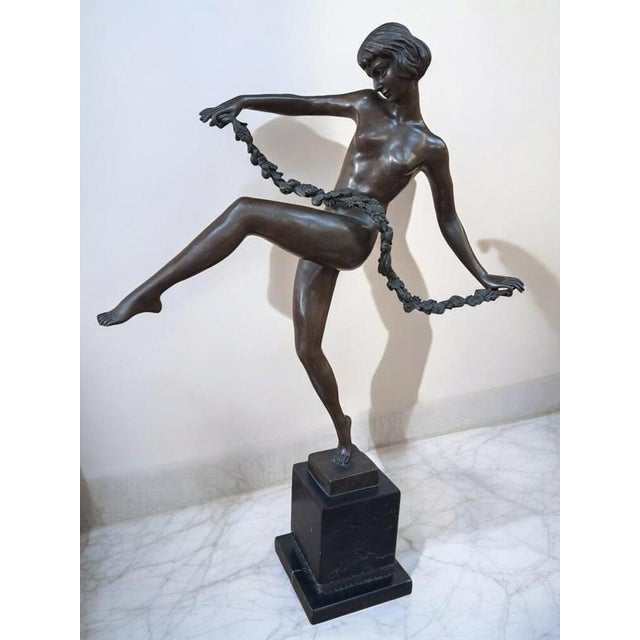 Vintage French Art Deco Bronze Lady Dancer Figurine, Large Antique, Pierre Faguays, 1920s For Sale - Image 3 of 18