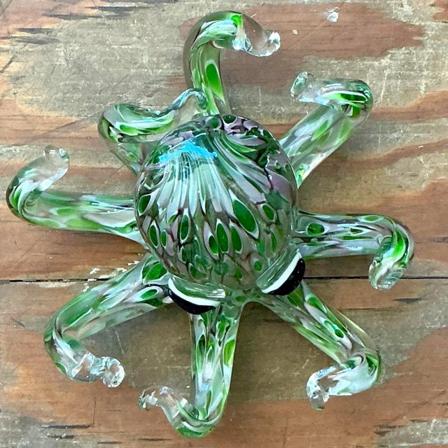 Contemporary Vintage Boho Art Glass Octopus For Sale - Image 3 of 6