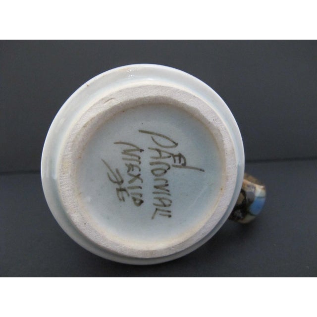 Ken Edwards El Palomar Blue Bird Flowers Mexican Tonala Stoneware Coffee Cup Mug For Sale - Image 9 of 9