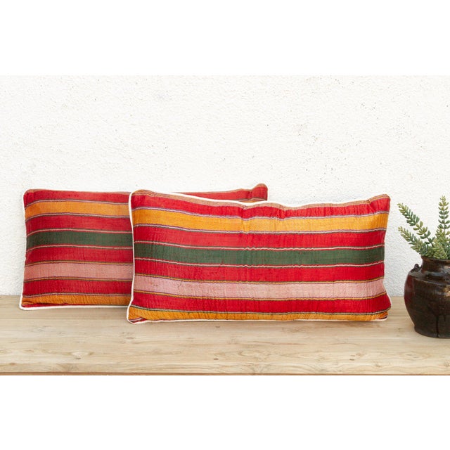 Textile Pair of Anjar Mashru Lumbar Pillows For Sale - Image 7 of 7