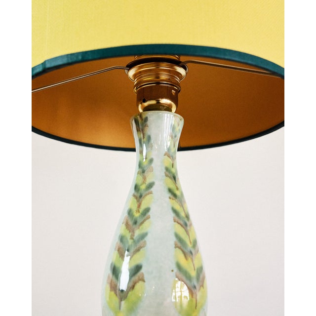 Ceramic Table Lamp with Fabric Shade, 1960s For Sale - Image 3 of 6