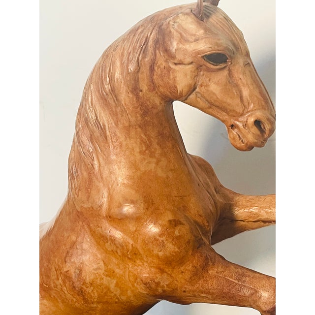 1950s Handsome Equestrian Pair of Leather Horse Sculptures For Sale - Image 9 of 9