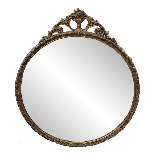1920s Round Gilt Plaster and Wood Mirror For Sale