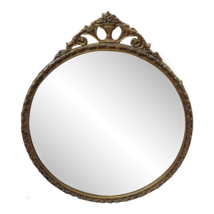 1920s Round Gilt Plaster and Wood Mirror