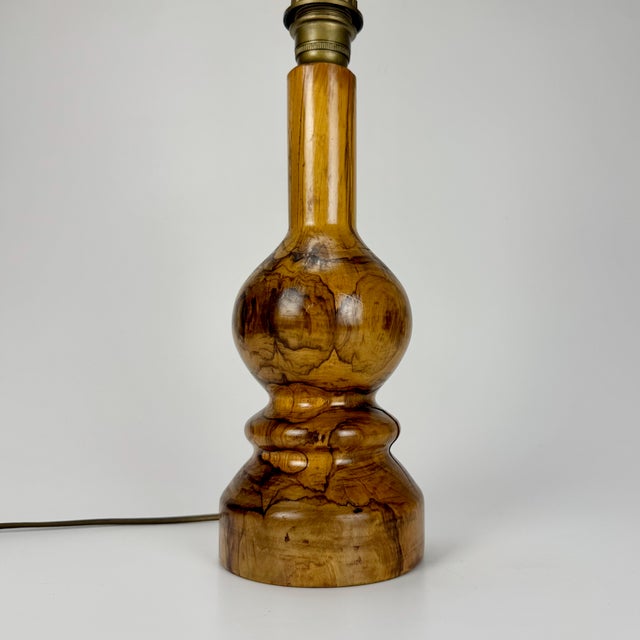 Vintage Burl Wood Table Lamp Base, 1970s, in Very Good conditions. Designed 1970 to 1979 European Plug (up to 250V).The...