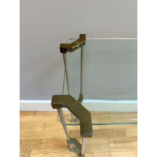 1970s Brass and Glass 2-Tier Console Table by Peter Ghyczy, 1970 For Sale - Image 5 of 13