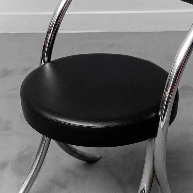Metal Chairs in Eco-Leather in the Style of Giotto Stoppino, 1970s, Set of 6 For Sale - Image 7 of 11