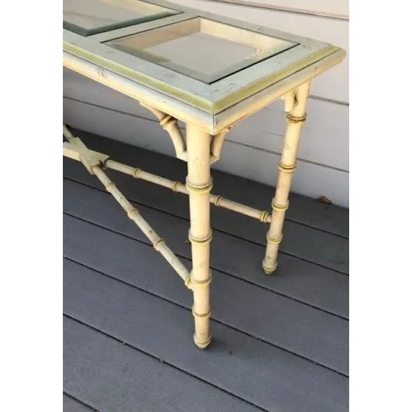 Altavista Lane Vintage Console Table Glass Panels Faux Bamboo by Lane For Sale - Image 4 of 6