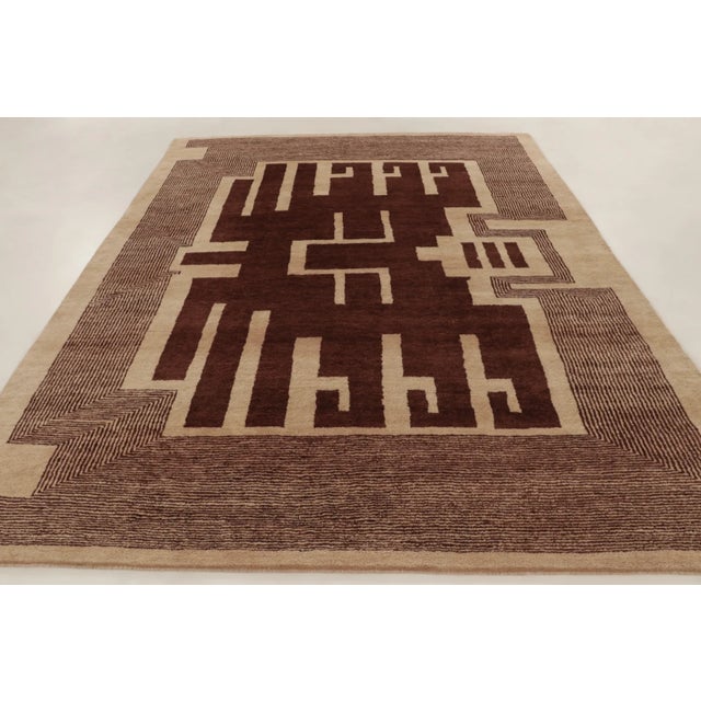 Rug & Kilim Contemporary Art Deco Style Wool Rug in Chocolate Brown by Rug & Kilim, India For Sale - Image 4 of 10