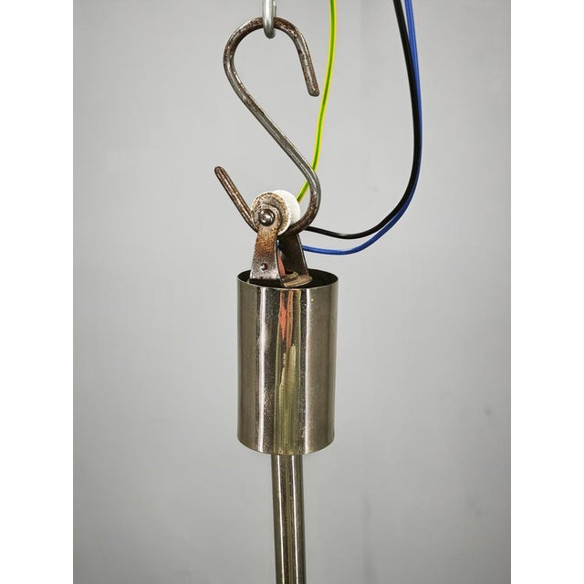 White Art Deco Chrome 5-Light Chandelier, Former Czechoslovakia, 1930s For Sale - Image 8 of 14