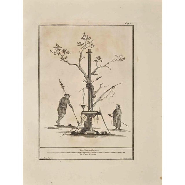 Ancient roman fresco from the series "antiquities of herculaneum", is an original etching on paper realized by giovanni...