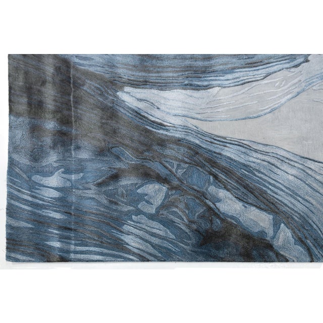 Textile Abstract Glacial Flow - Modern Hand-Tufted Wool & Viscose Area Rug For Sale - Image 7 of 10