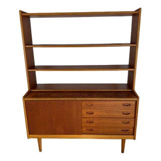 Sideboard Bookcase with Pull-Out Desk in Teak, Denmark, 1960s For Sale
