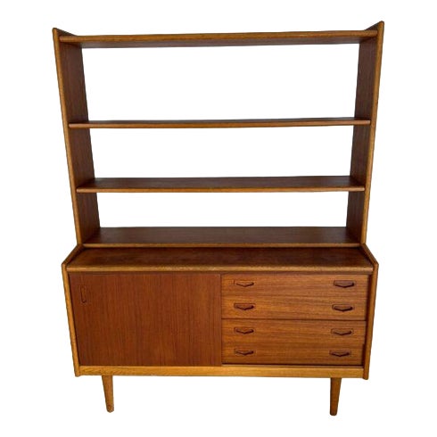 Sideboard Bookcase with Pull-Out Desk in Teak, Denmark, 1960s For Sale