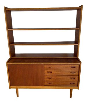 Sideboard Bookcase with Pull-Out Desk in Teak, Denmark, 1960s
