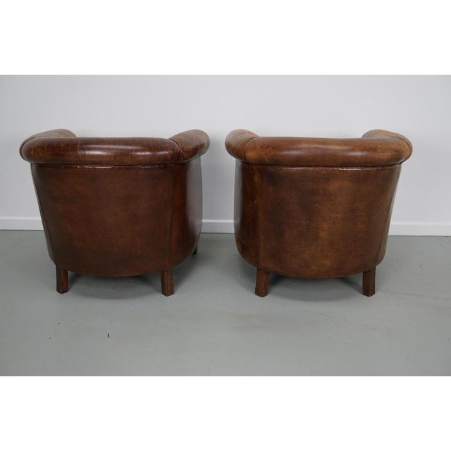 Vintage Dutch Cognac Colored Leather Club Chairs, Set of 2 For Sale - Image 16 of 18
