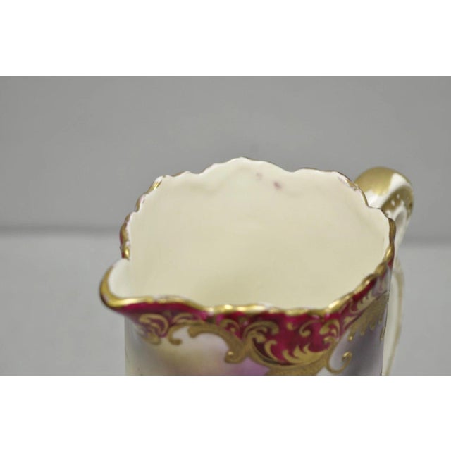 Purple Antique Nishiku Royal Nippon Hand Painted Floral Gold Gilt Handle Water Pitcher For Sale - Image 8 of 17