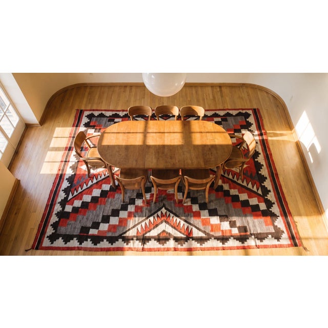 Red Early 20th Century Navajo rug ( 6'3" x 7'9" - 190 x 235 ) For Sale - Image 8 of 10