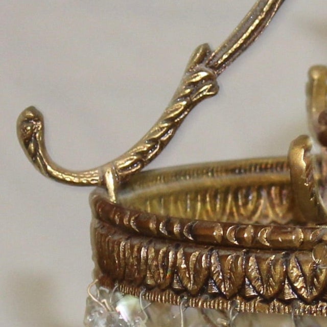 Vintage Brass Ceiling Fixture With Crystal Beads For Sale - Image 4 of 6