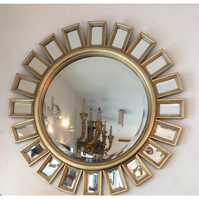 Modern Vintage Sunburst Wall Decor Gilt Wood Mirror For Sale - Image 3 of 5