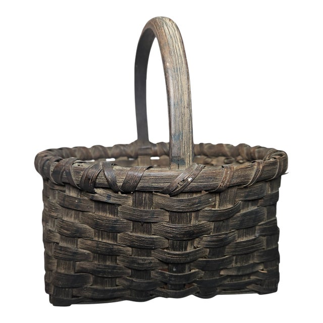 Early 20 Th C. "Porcupine Twist" Berry Basket For Sale