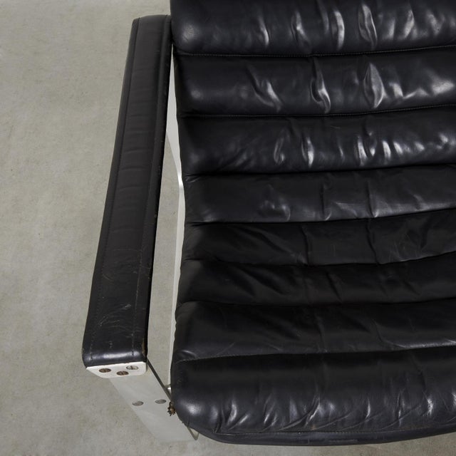 Mid-Century Black Leather Pulkka Chair by Ilmari Lappalainen for Asko, 1960s For Sale - Image 15 of 18