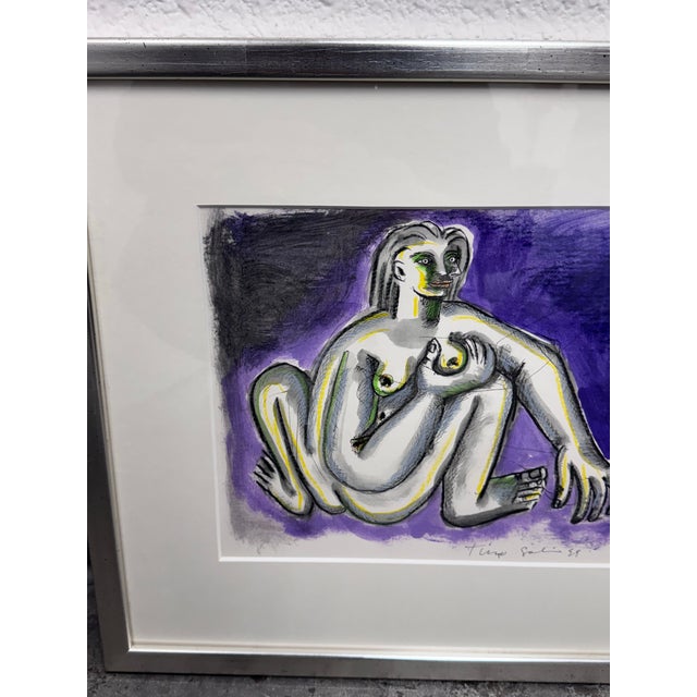 Paint Circa 1999 Timo Solin Framed Ink Wash/ Water Color For Sale - Image 7 of 12