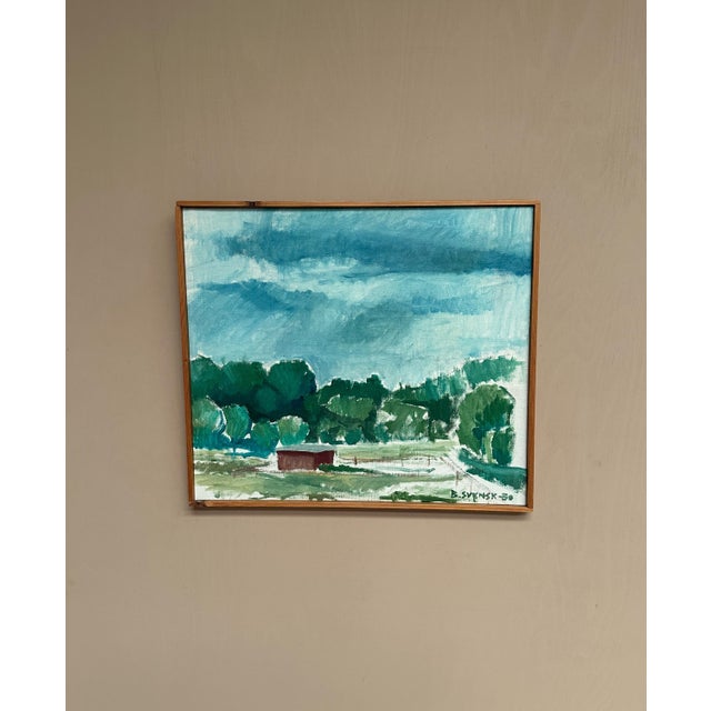 Björn Svensk, Milky Barn at Kaga, 1980, Oil Painting on Canvas, Framed For Sale - Image 12 of 15