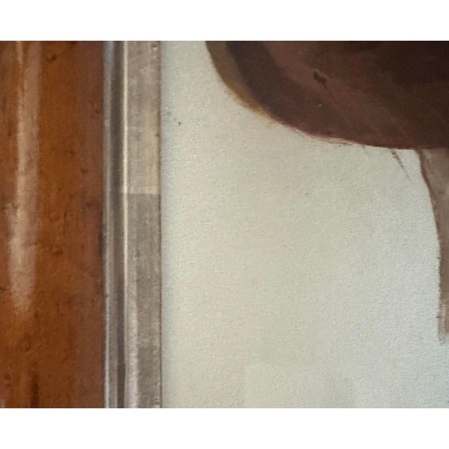 Wood Vintage Framed Irish Setter Dog Portrait Painting in Antique Birdseye Maple Frame For Sale - Image 7 of 7