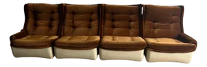 Modular Sofa in Brown Velvet from Airborne, 1970s, Set of 4