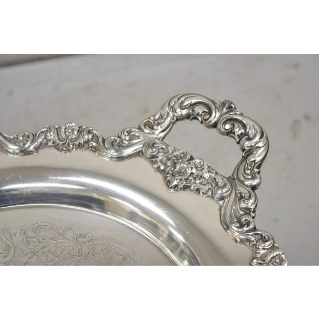 Metal Vintage Poole 400 Lancaster Rose Silver Plated Serving Platter Bar Tray (B) For Sale - Image 7 of 11