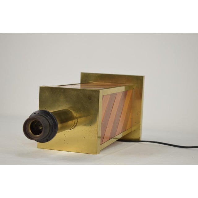 1970s Table Lamp in Wood and Brass, Italy, 1970s For Sale - Image 5 of 14