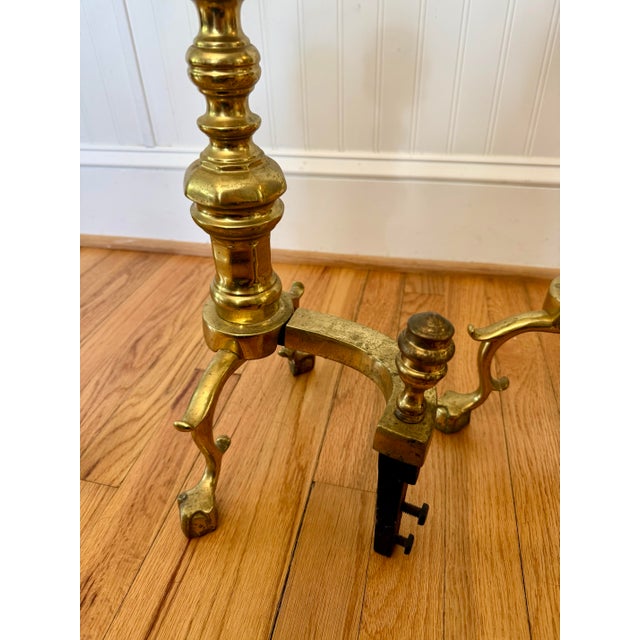Metal Mid 20th Century Harvin Federal Style Brass Fireplace Andirons, a Pair For Sale - Image 7 of 12