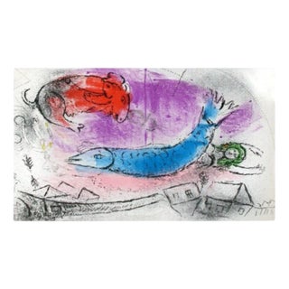 Marc Chagall, A Blue Fish, 1957, Lithograph For Sale