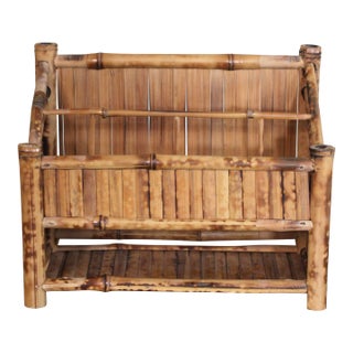 Burnt Bamboo Desk Organizer or Letter Holder For Sale
