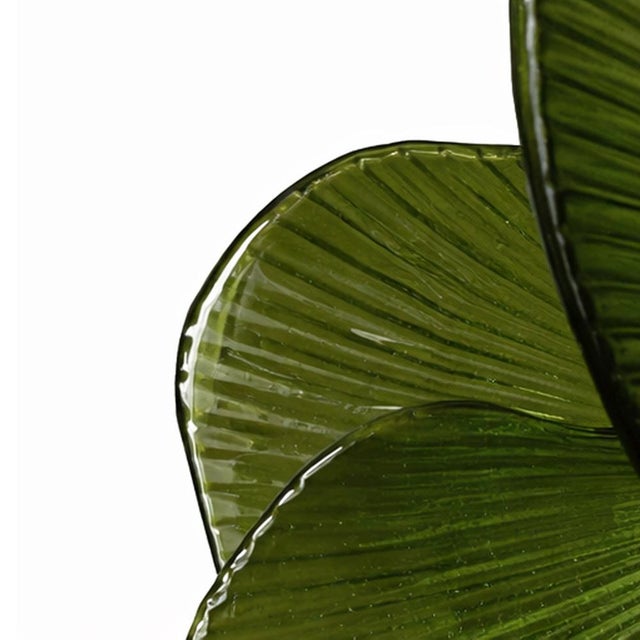 Metal Mid-Century Modern Style Brass Pendant Lamp with Green Murano Glass Slabs, Italy For Sale - Image 7 of 9