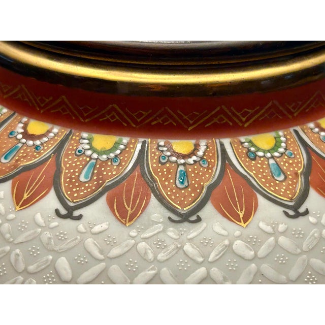 1970s Hand Painted Ginger Jar Lamp W/Shade For Sale - Image 5 of 12