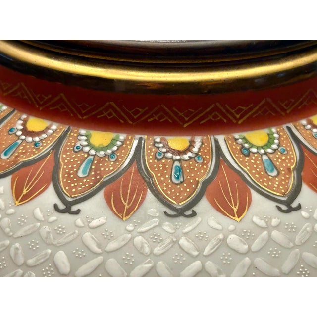 1970s Vintage Chinese Hand Painted Ginger Jar Lamp W/Shade For Sale - Image 5 of 12