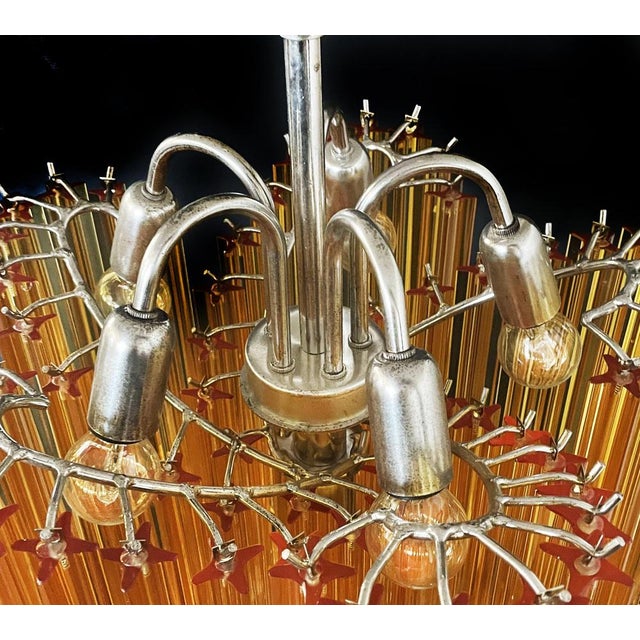 Modern Quadriedri Glass Chandelier with 60 Amber Prism Quadriedri, 1990s For Sale - Image 11 of 18