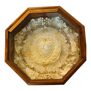 1940s American Folk Art White Sea Shell Sailors Valentines